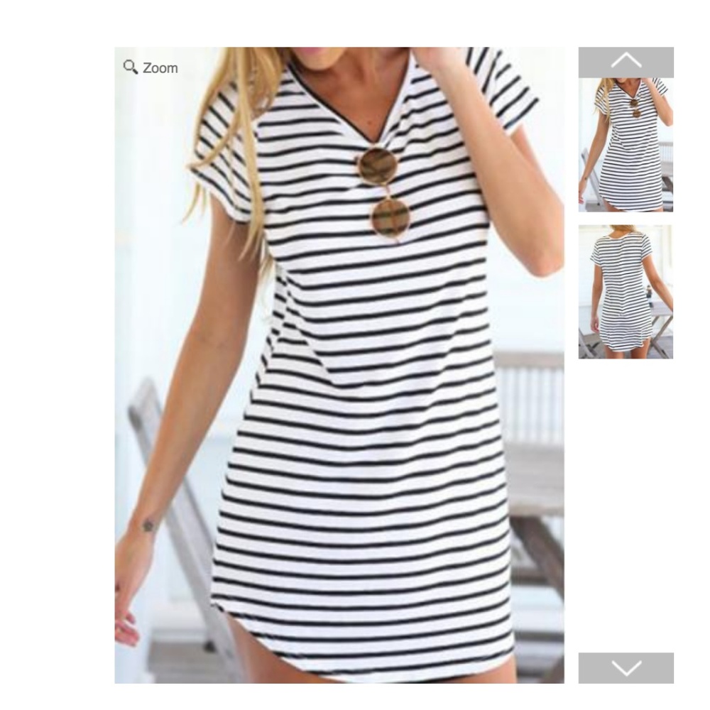 black and white striped t shirt dress